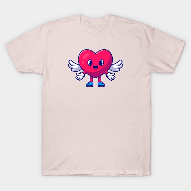 Cute Heart Angel Love Cartoon T-Shirt by Catalyst Labs